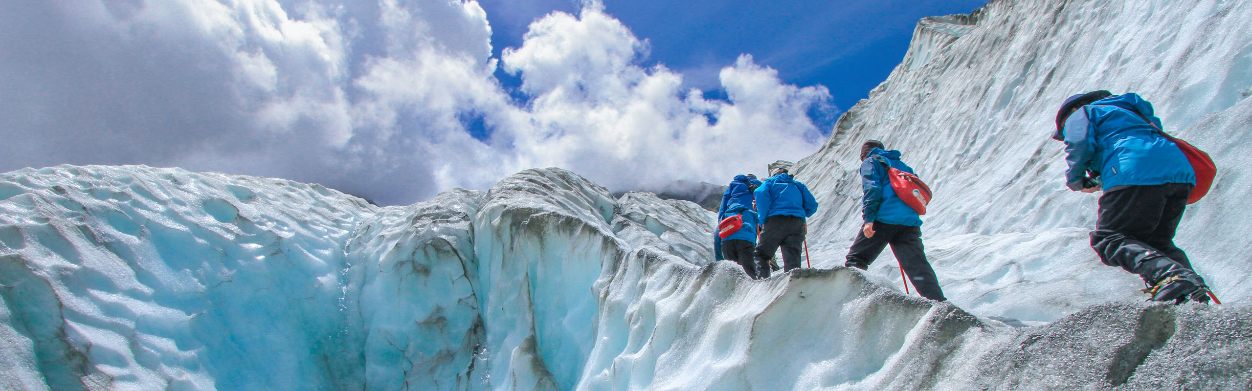 A group of trekkers on a snow covered mountain